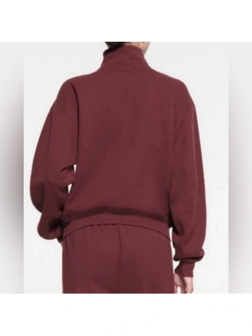 SKIMS Half-Zip Pullover Fleece In Oxford Blood Burgundy Red Size Small EUC - Picture 2 of 5